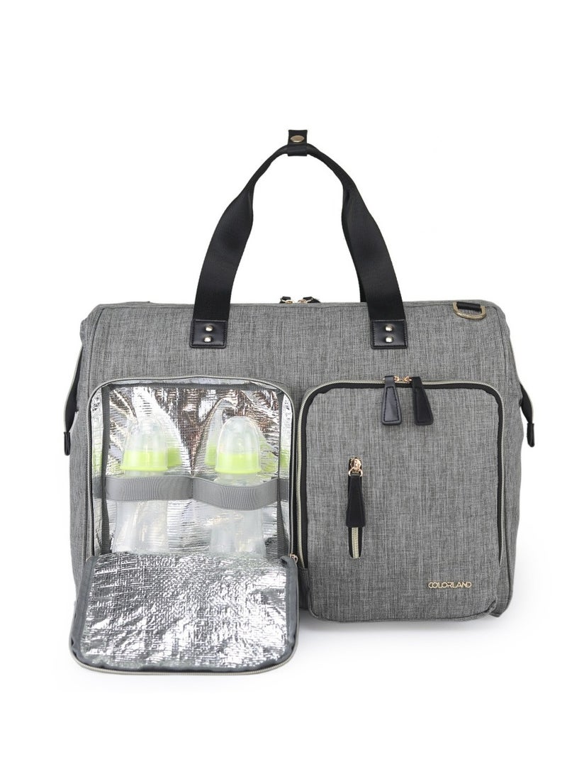 Little Story Gabrielle Mom Dad Xl Travel Diaper Bag With Diaper Changing Mat - Grey  - Image 1