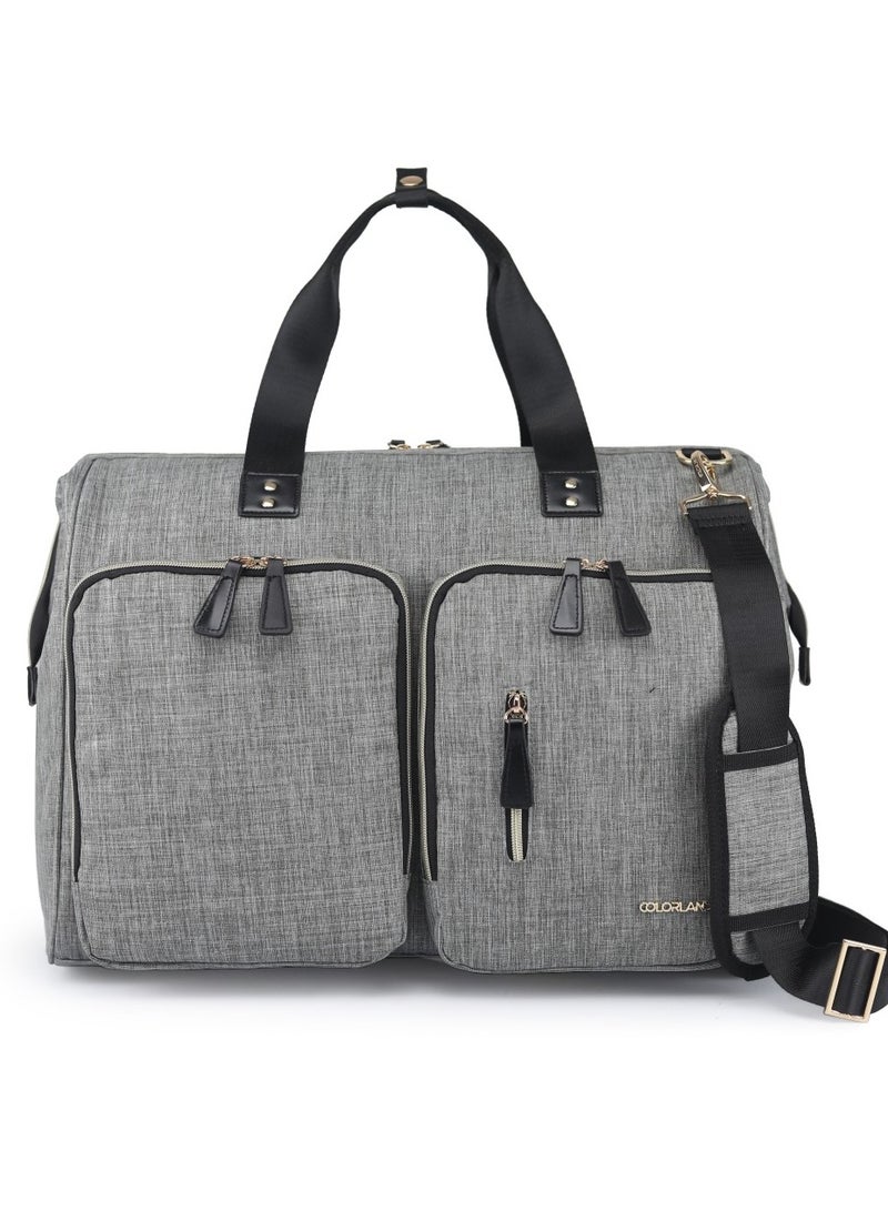 Little Story Gabrielle Mom Dad Xl Travel Diaper Bag With Diaper Changing Mat - Grey  - Image 4