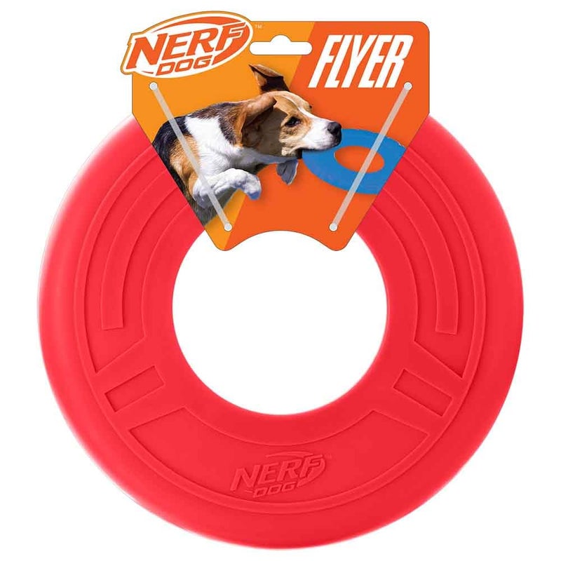 Nerf Dog Atomic Flyer Outdoor Dog Toy 10 Inch Flying Disc Dog Fetch Toy Rubber Dog Toy for Medium Dogs and Large Dogs Red - Image 2