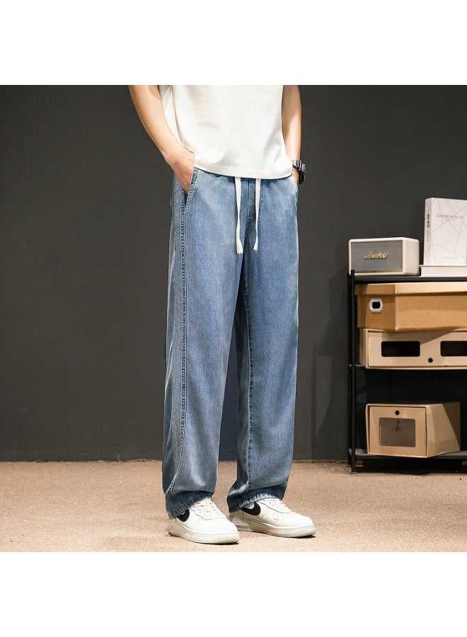 TonLion 2025 Men's Straight Leg Jeans - Versatile Straight Cut Patchwork Denim Pants With Tencel Fabric - Image 4