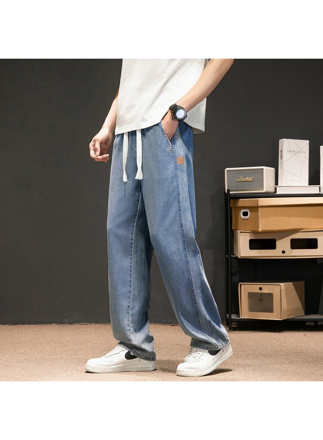 TonLion 2025 Men's Straight Leg Jeans - Versatile Straight Cut Patchwork Denim Pants With Tencel Fabric - Image 2