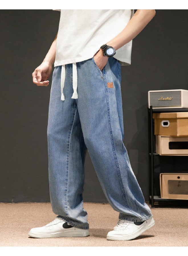 TonLion 2025 Men's Straight Leg Jeans - Versatile Straight Cut Patchwork Denim Pants With Tencel Fabric - Image 1