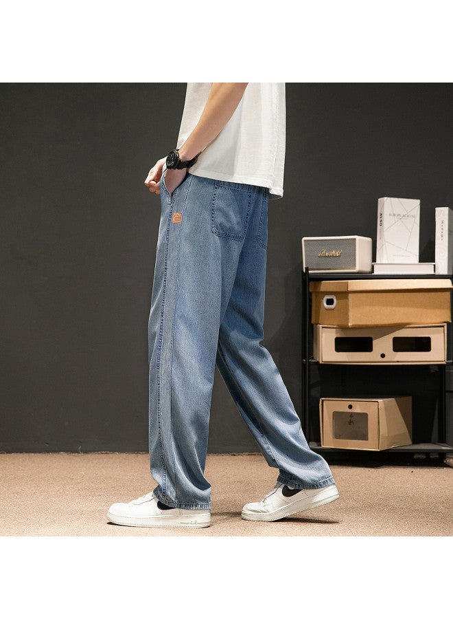 TonLion 2025 Men's Straight Leg Jeans - Versatile Straight Cut Patchwork Denim Pants With Tencel Fabric - Image 5
