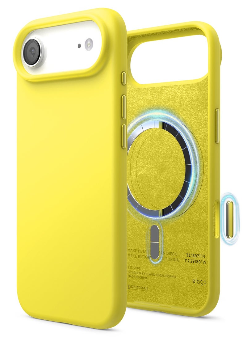 Elago Magnetic Liquid Silicone for iPhone 17 Air case cover [Camera Control Button Cover] compatible with MagSafe Shockproof - Neon Yellow - Image 1