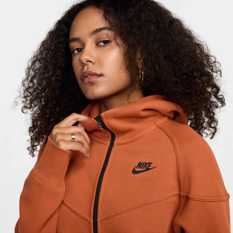Nike Brown Women's Sportswear Tech Fleece Windrunner Full-Zip Hoodie for Women | Best Price UAE