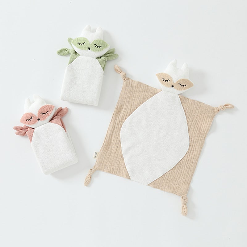 Comforting Towel For Infants And Newborns, Pure Cotton Gauze Baby Sleep Aid, Little White Fox Hand Puppet Toy, - Image 5