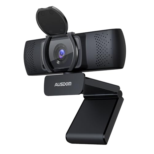 AUSDOM AF640 1080P Webcam with Microphone, 90°FOV USB PC Camera Webcam with Privacy Cover, Plug and Play Computer Camera for Online Calling/Conferencing, Zoom/Skype/YouTube, Laptop/PC - Image 1