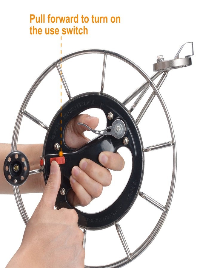 MIGREON Metal Stainless Steel Kite Reel with Brake, 11.2" Dia, Safety Lock & Bearing Line Connectors - Smooth Rotation Omnibearing Guide. Waterproof and High-Temperature Resistance with Anti-Cut Gloves. - Image 4