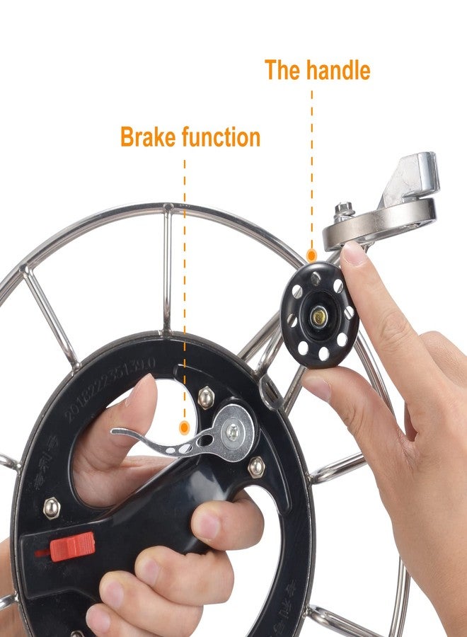 MIGREON Metal Stainless Steel Kite Reel with Brake, 11.2" Dia, Safety Lock & Bearing Line Connectors - Smooth Rotation Omnibearing Guide. Waterproof and High-Temperature Resistance with Anti-Cut Gloves. - Image 3