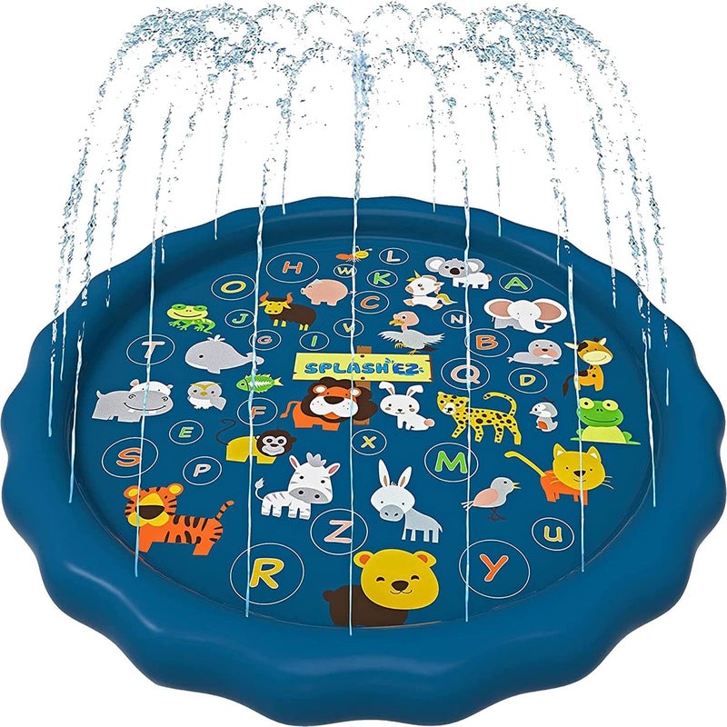 SplashEZ 3-in-1 Splash Pad, Sprinkler for Kids & Baby Pool for Learning - Toddler Sprinkler Pool, 60’’ Outside Water Toys - “from A to Z” Outdoor Play Mat for Babies & Toddlers - Image 1