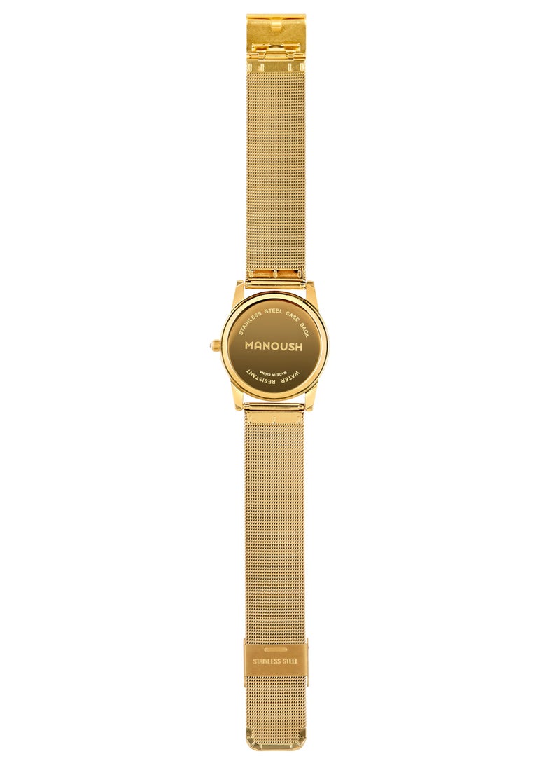 Manoush Manoush Shiny Eye Collection - Unisex Analogue Classic Quartz Gold Stainless Steel Mesh Wrist Watch - MSHSE04  - Image 2