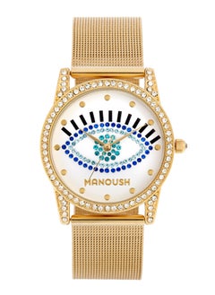 Manoush Manoush Shiny Eye Collection - Unisex Analogue Classic Quartz Gold Stainless Steel Mesh Wrist Watch - MSHSE04  - Image 1