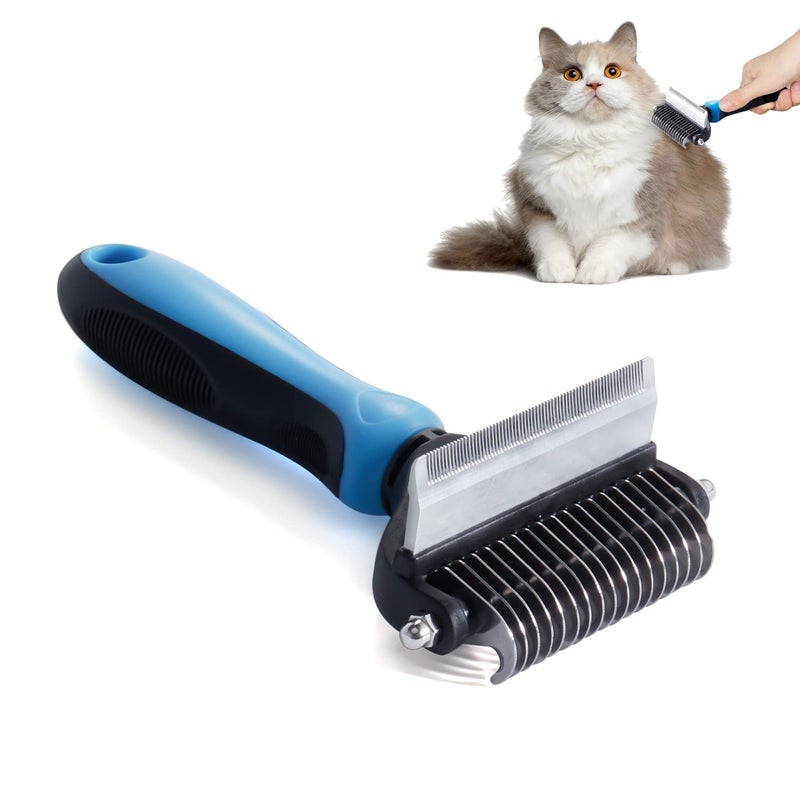 Potaroma Versatile Pet Grooming Brush, Double Sided Shedding and Dematting Undercoat Rake, Reduces Shedding by up to 95% Professional Deshedding Comb Tool for Dogs and Cats (Medium) - Image 1