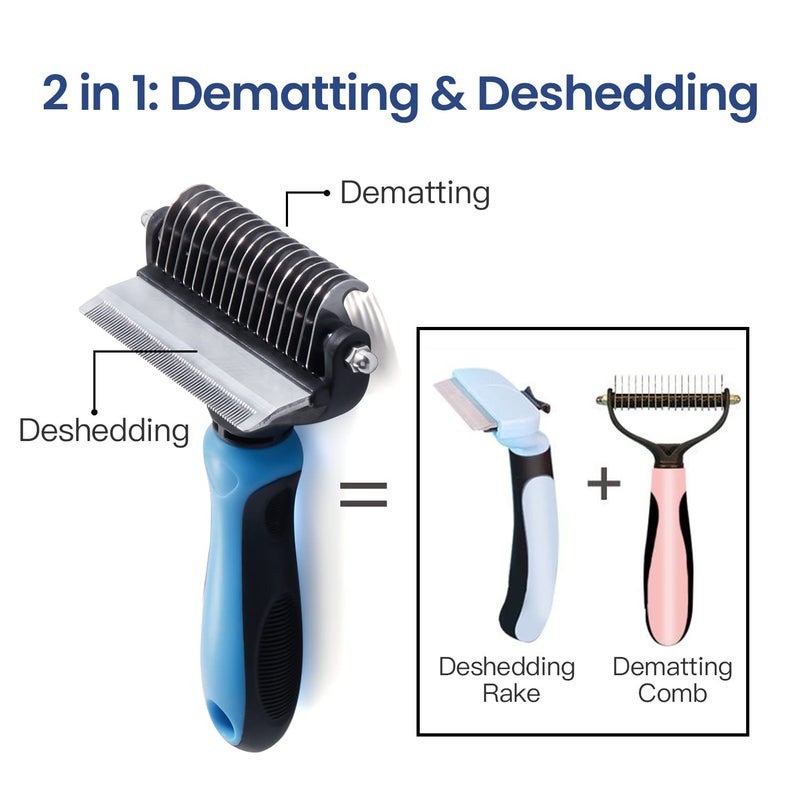 Potaroma Versatile Pet Grooming Brush, Double Sided Shedding and Dematting Undercoat Rake, Reduces Shedding by up to 95% Professional Deshedding Comb Tool for Dogs and Cats (Medium) - Image 2