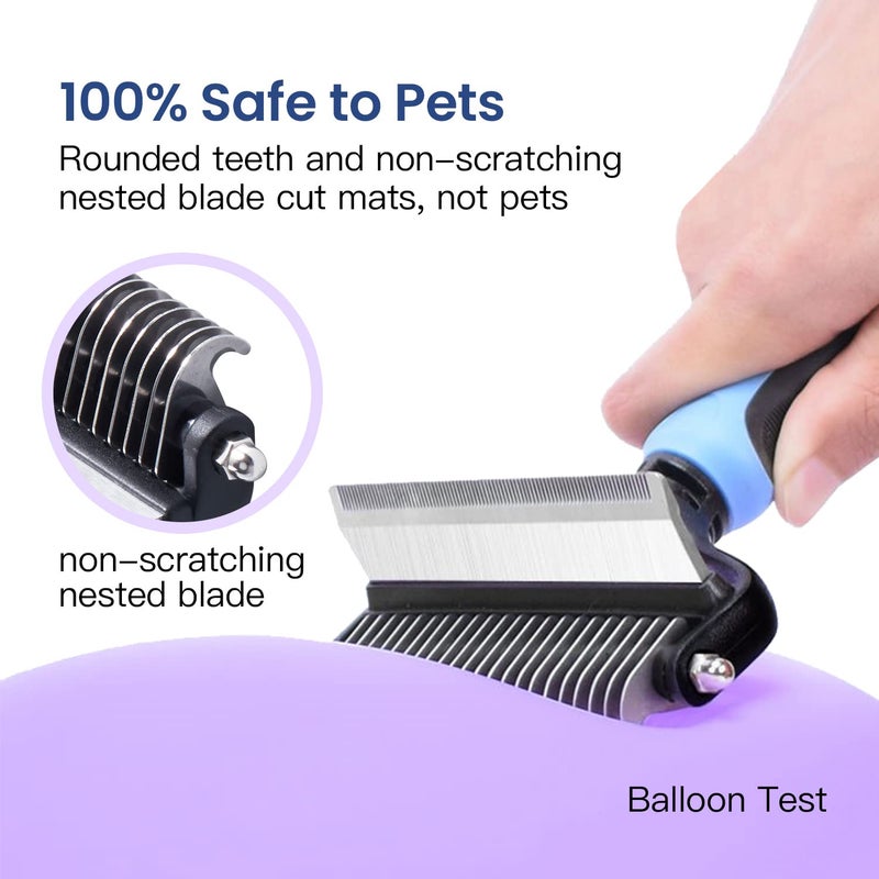 Potaroma Versatile Pet Grooming Brush, Double Sided Shedding and Dematting Undercoat Rake, Reduces Shedding by up to 95% Professional Deshedding Comb Tool for Dogs and Cats (Medium) - Image 3