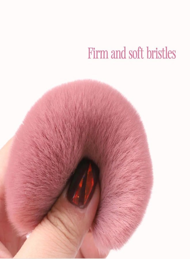 AURA Bledo Acrylic Nail Cleaning Brush, Kabuki Brush for Removing Dust, Soft Bristles, Pink Design - Image 4