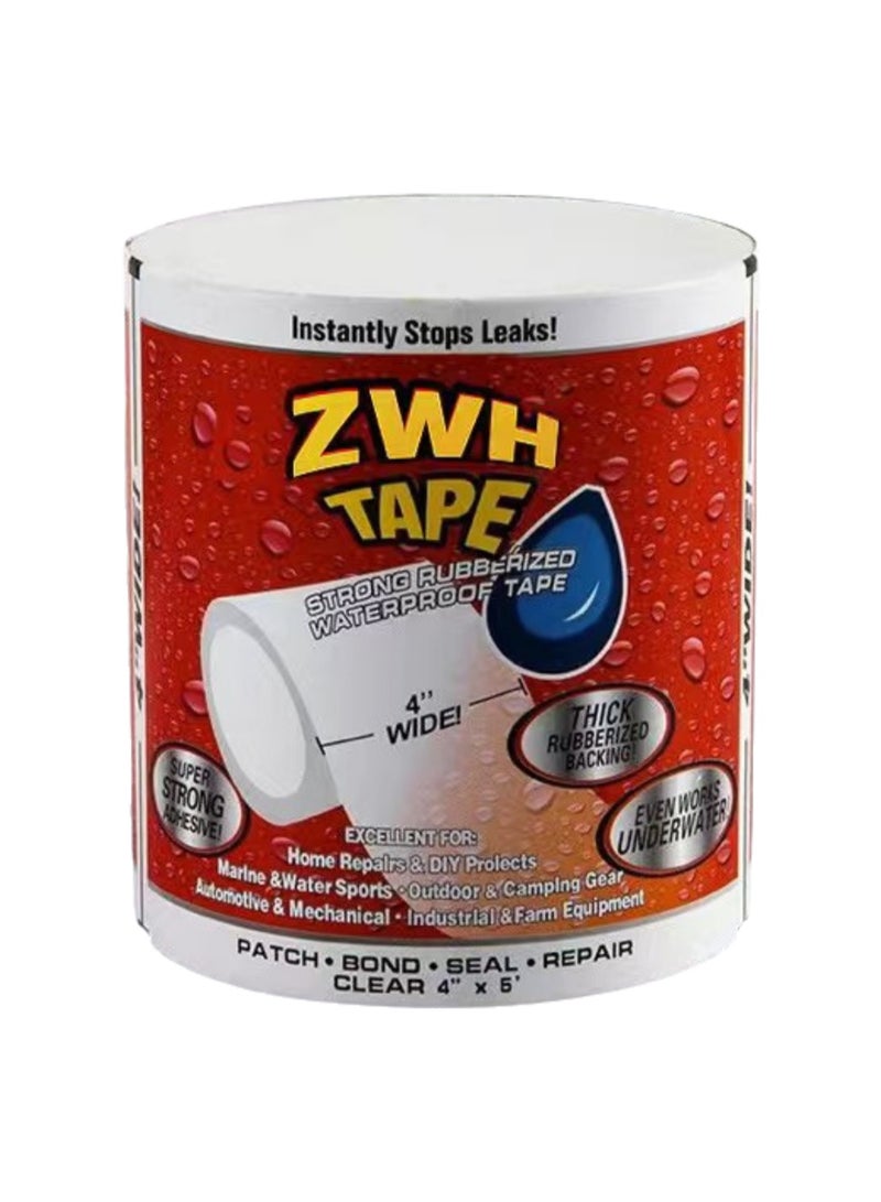 Strong Waterproof Repair Sealing Tape, Leak Repair Tape, Heavy-Duty Sealing Tape, Suitable For Home Rv Roof Pipes And Boat Pool Repairs, Underwater, Indoor And Outdoor, 10 Cm Wide * 1.5 M Long (Tran - Image 1