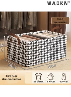 WAOKN 3 Pieces Storage Bins Steel Frame Style Clothing Storage Box, Household Wardrobe Layered Clothing Basket,Cotton Linen Fabric Folding and Organizing Box for Organizing Clothes,Toys,Books  - Image 4