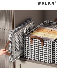 WAOKN 3 Pieces Storage Bins Steel Frame Style Clothing Storage Box, Household Wardrobe Layered Clothing Basket,Cotton Linen Fabric Folding and Organizing Box for Organizing Clothes,Toys,Books  - Image 5