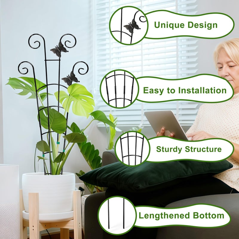 COOMIN 30'' Monstera Plant Support Outdoor, Metal Expandable Plant Supports for Indoor Plants, 2P Garden Trellis for Climbing Plants Indoor - Ivy, Pothos, Philodendron, Hoya - Image 3