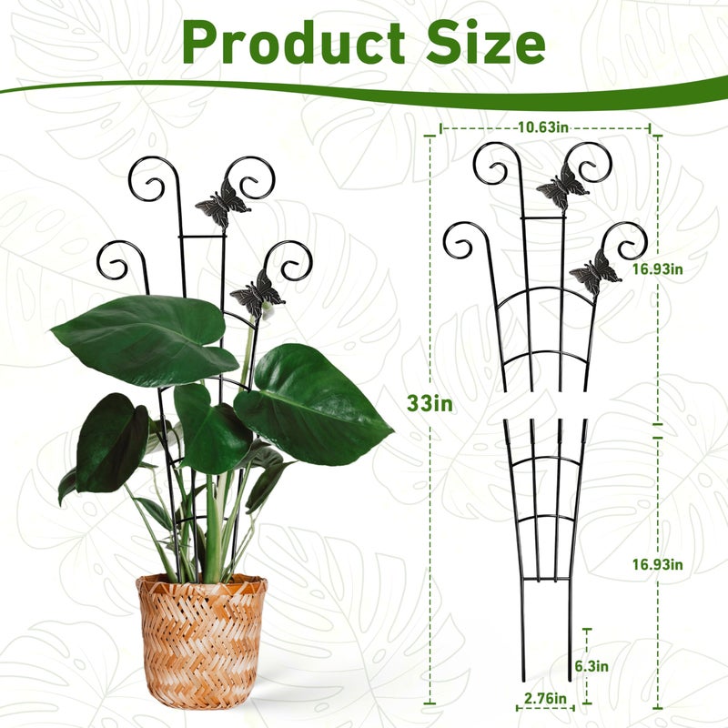 COOMIN 30'' Monstera Plant Support Outdoor, Metal Expandable Plant Supports for Indoor Plants, 2P Garden Trellis for Climbing Plants Indoor - Ivy, Pothos, Philodendron, Hoya - Image 2