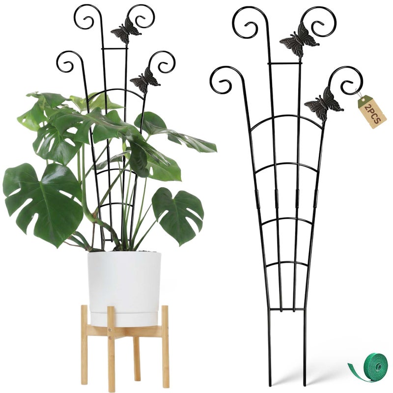 COOMIN 30'' Monstera Plant Support Outdoor, Metal Expandable Plant Supports for Indoor Plants, 2P Garden Trellis for Climbing Plants Indoor - Ivy, Pothos, Philodendron, Hoya - Image 1