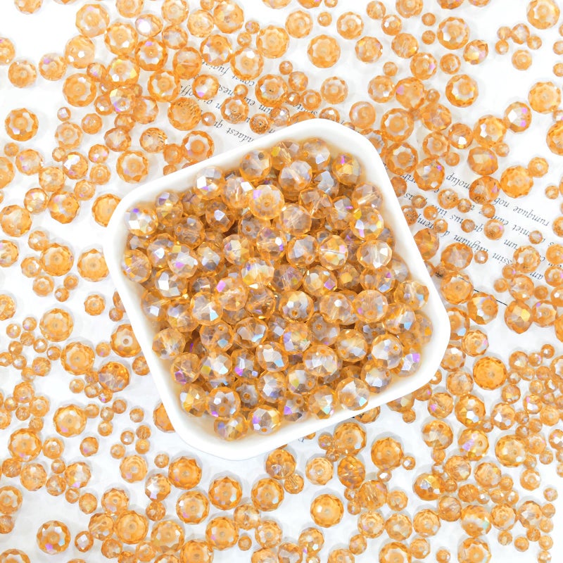 Laopottbeads 800Pcs 4/6/8/10mm Crystal Glass Beads for Jewelry Making Beads for Bracelets Necklace Pendants Making Supplies(Gold Champagne) - Image 3