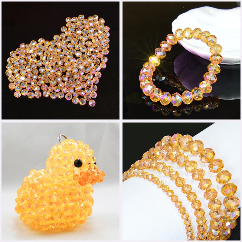 Laopottbeads 800Pcs 4/6/8/10mm Crystal Glass Beads for Jewelry Making Beads for Bracelets Necklace Pendants Making Supplies(Gold Champagne) - Image 5
