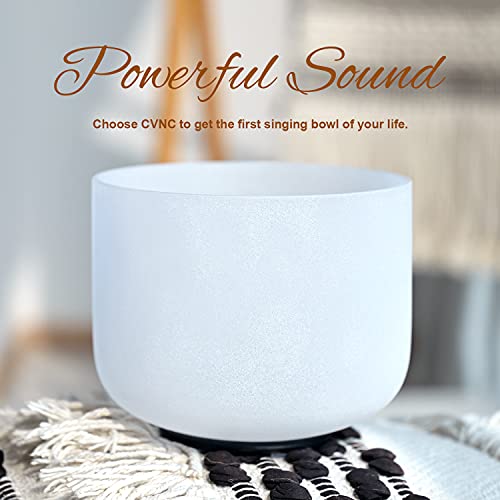 CVNC 440HZ 8 Inch B Note Crown Chakra Frosted Quartz Crystal Singing Bowl with Mallet & O-ring Sound Healing Music Instrument - Image 4
