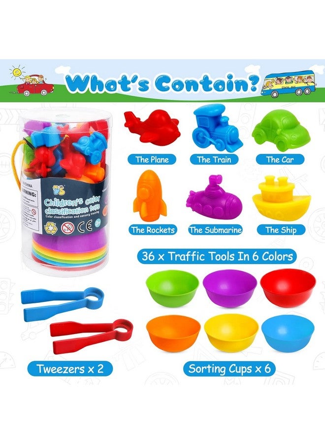 Slipps Counting Transport Matching Game Color Sorting Toys with Bowls Montessori STEM Sensory Training Early Educational Preschool Learning Toy Gift for Toddlers Kids Ages 3 4 5 6 (Transport) - Image 3