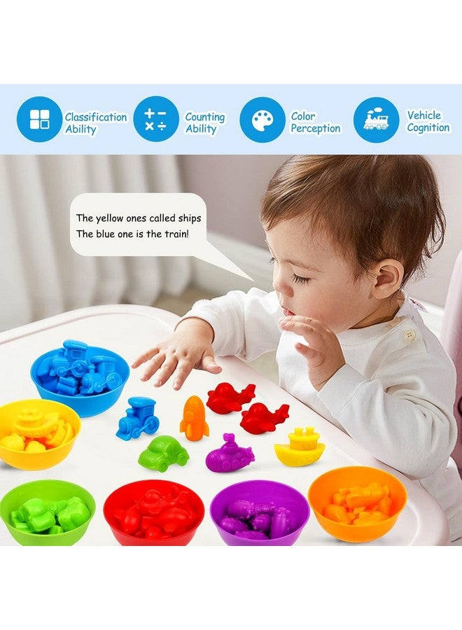 Slipps Counting Transport Matching Game Color Sorting Toys with Bowls Montessori STEM Sensory Training Early Educational Preschool Learning Toy Gift for Toddlers Kids Ages 3 4 5 6 (Transport) - Image 5