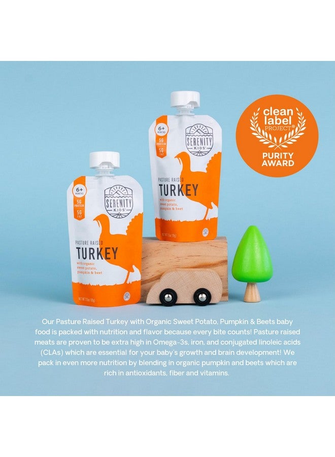 Serenity Kids 6+ Months Baby Food Pouches Puree Made w/ Ethically Sourced Meat & Organic Veggies - 3.5 Oz BPA-Free Pouch - Free Range Turkey, Sweet Potato, Pumpkin & Beet - 6 Count - Turkey Baby Food - Image 2
