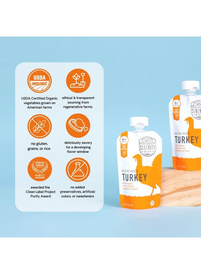 Serenity Kids 6+ Months Baby Food Pouches Puree Made w/ Ethically Sourced Meat & Organic Veggies - 3.5 Oz BPA-Free Pouch - Free Range Turkey, Sweet Potato, Pumpkin & Beet - 6 Count - Turkey Baby Food - Image 4