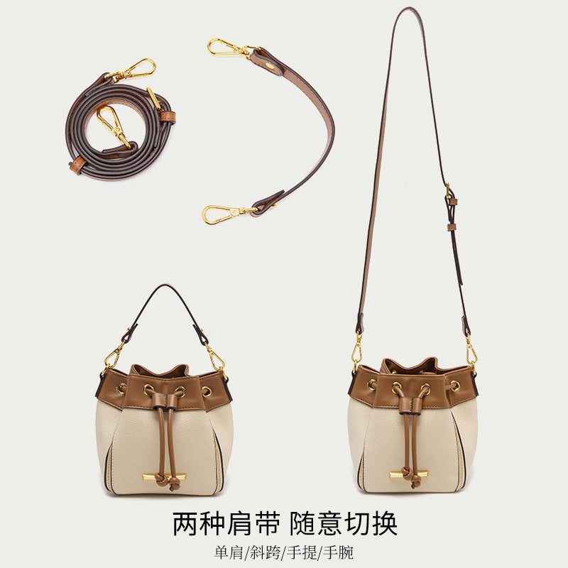 Niche Fashion Commuter-Style Textured Bucket Bag For Women, New Simple Crossbody Bag, Versatile Shoulder Bag, Genuine Leather Handbag For Women - Image 4