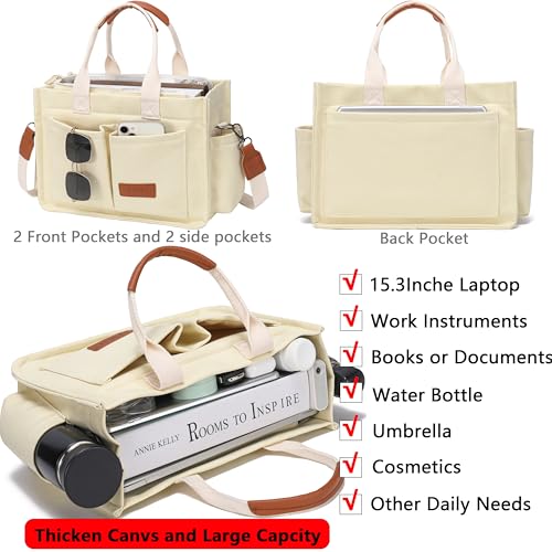 ZHMO Tote Bag for Women With Compartments and Zipper,Large Canvas Tote Women's Purse Crossbody Bags Work Laptop Book Bag Top Handle Satchels Handbags Shoulder Bag for Travel Nurse Teacher Church Gym Beach - Image 2