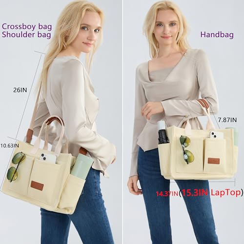 ZHMO Tote Bag for Women With Compartments and Zipper,Large Canvas Tote Women's Purse Crossbody Bags Work Laptop Book Bag Top Handle Satchels Handbags Shoulder Bag for Travel Nurse Teacher Church Gym Beach - Image 3