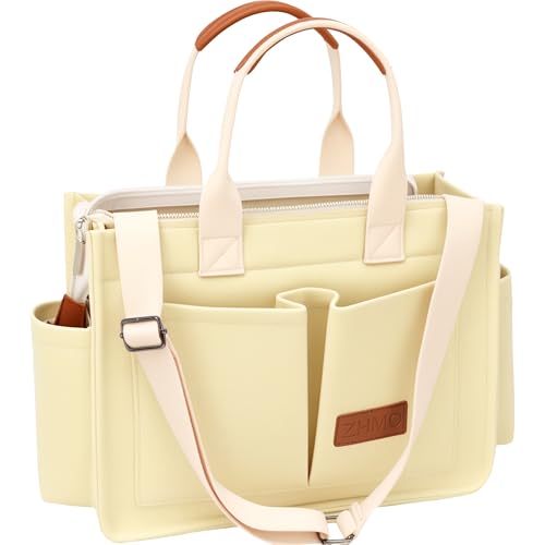 ZHMO Tote Bag for Women With Compartments and Zipper,Large Canvas Tote Women's Purse Crossbody Bags Work Laptop Book Bag Top Handle Satchels Handbags Shoulder Bag for Travel Nurse Teacher Church Gym Beach - Image 1