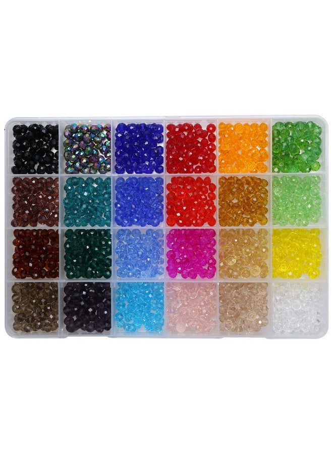 Shapenty 24 Colors 6Mm Decorative Hand Briolette Faceted Rondelle Crystal Glass Beads With Hole For Diy Craft Bracelet Necklace Jewelry Making, 1200 Pieces/Box - Image 1