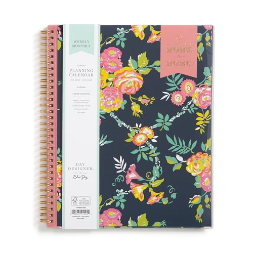 Blue Sky Day Designer 2025-2026 Weekly and Monthly Academic Year Planner Calendar, July 2025 - June 2026, 8.5" x 11", Flexible Cover, Laminated Tabs, Storage Pocket, Includes Stickers, Peyton Navy - Image 1