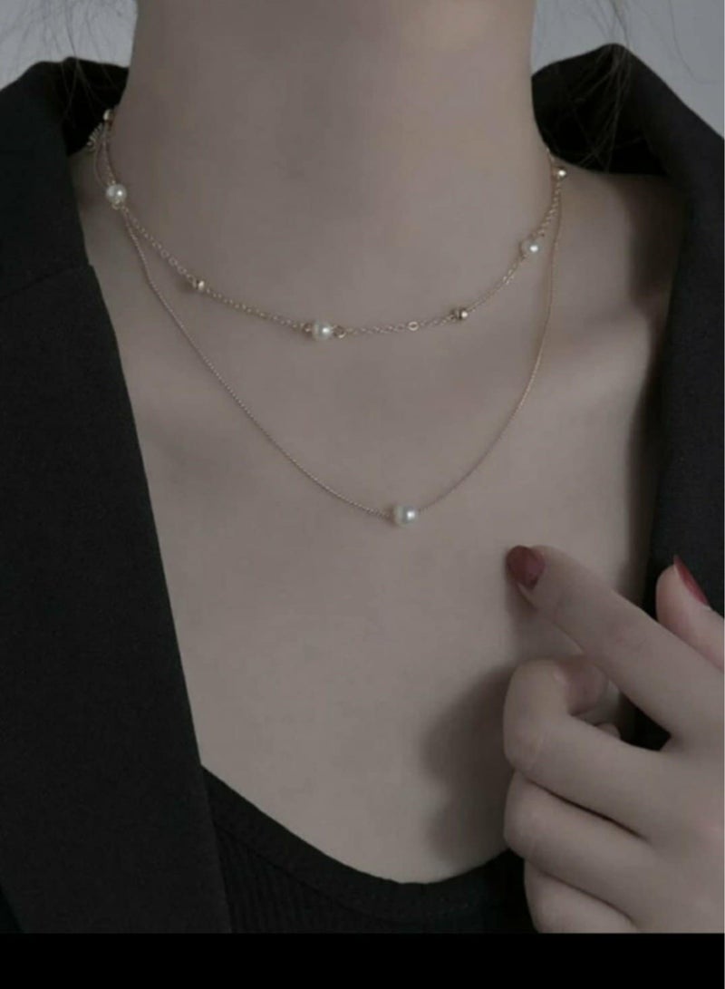 اكسوارات ار ايه عقد حريمي شيك جدا لولي (لؤلؤ) اوف وايت - و سلسلة فضى - Image 1