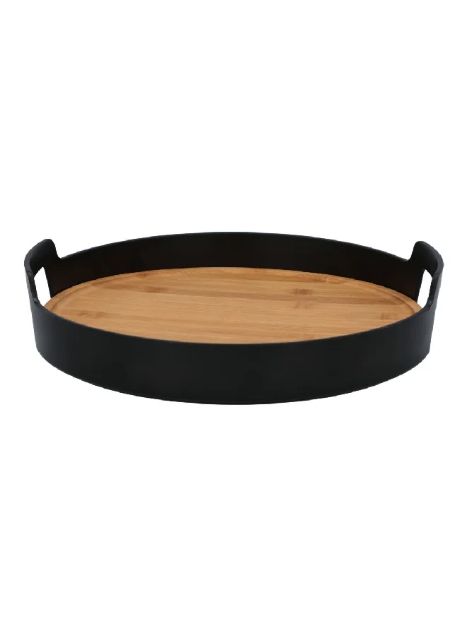 Felli Bamboo Board Round Serving Tray Black and Brown FF-HT35 10 cm High
