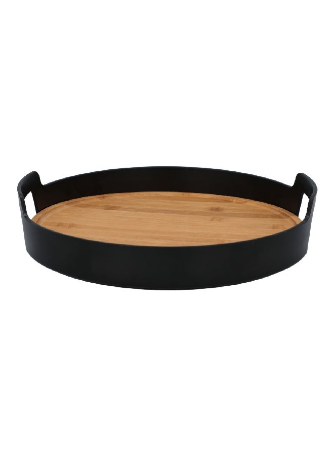 Felli Bamboo Board Round Serving Tray Black and Brown FF-HT35 10 cm High - Image 1