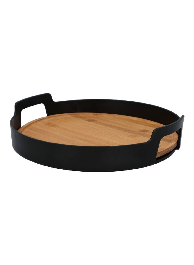 Felli Bamboo Board Round Serving Tray Black and Brown FF-HT35 10 cm High - Image 3