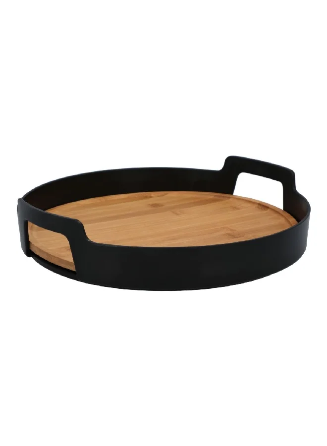Felli Bamboo Board Round Serving Tray Black and Brown FF-HT35 10 cm High