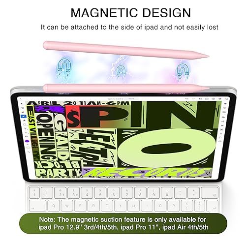 HATOKU Pen for iPad 2018-2025, HATOKU 15 Mins Fast Charging Pencil 1st Gen with Tilt & Palm Rejection Compatible with iPad Air 3/4/5/M2/M3, iPad mini 5/6/7, iPad 6/7/8/9/10/11, iPad Pro 11"/12.9"/M4/M5(Pink) - Image 4