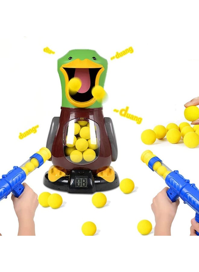 McDou Duck Shooting Game Toy Guns for Kids - Air Pump Powered Soft Foam Ball Target Shooting Set with LCD Score, Ideal Gifts for 3 - 9 Year Olds, Family Party Toys (24 Balls, 2 Guns) - Image 1