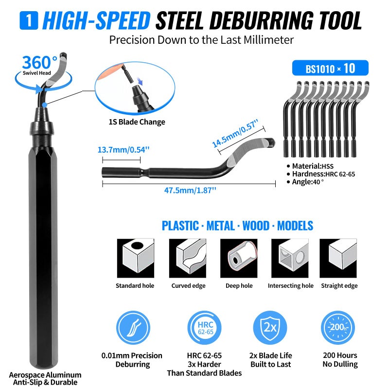 Intarsio 68Pcs 3D Printer Tools Kit with Storage Case, 3D Printer Accessories - Deburring Tool, 3D Printer Removing Scrapers, Metal Files, Brushes, Hand Drill, Tweezers, for Bambu Lab, Ender 3, Kobra, etc. - Image 3