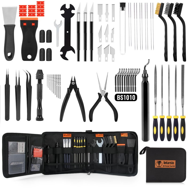 Intarsio 68Pcs 3D Printer Tools Kit with Storage Case, 3D Printer Accessories - Deburring Tool, 3D Printer Removing Scrapers, Metal Files, Brushes, Hand Drill, Tweezers, for Bambu Lab, Ender 3, Kobra, etc. - Image 1