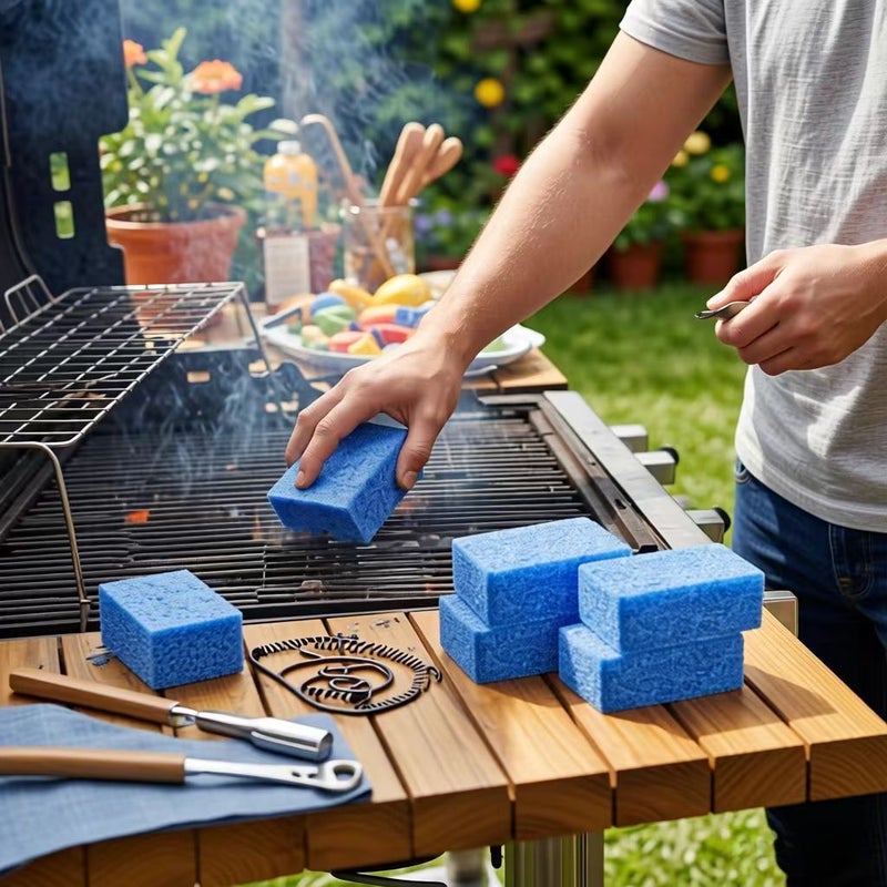 High Quality Sponge Eraser 6 Pack For Professional Barbecue And Kitchen Use Effectively Removes Grease For 365 Days Without Damaging Cookware Easily Tackles Stubborn Stains On Baking Trays And Grills - Image 5
