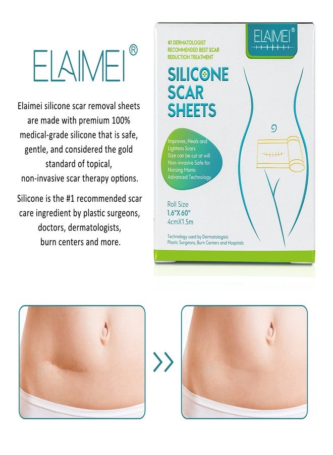 ZODENIS Medical Grade Silicone Scar Sheets, Silicone Scar Tape (1.6”x 60”), Scar Removal Strips for Acne Scars C-Section & Keloid Surgery Scars Sheets Treatment Sheets - 6-8 Month Supply - Image 2